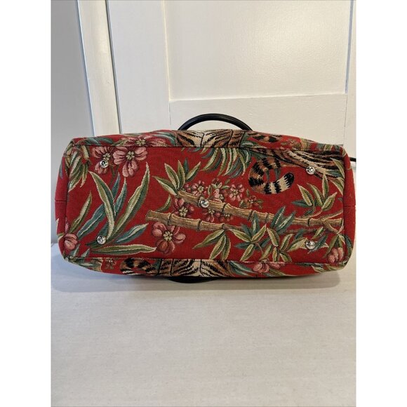 Raviani Tapestry Tiger & Bamboo Pattern Large Handbag Purse Dual Handles - Picture 4 of 10